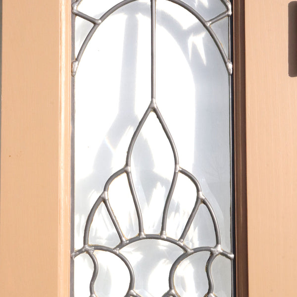 Vintage American Beveled and Leaded Glass Painted Wood Framed French Double Door