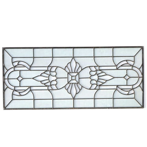 Large American Leaded and Beveled Clear Glass Window Transom Panel