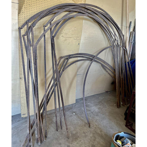 French Wrought Iron Arched Garden Arbor Frames and Rods (21 pieces)
