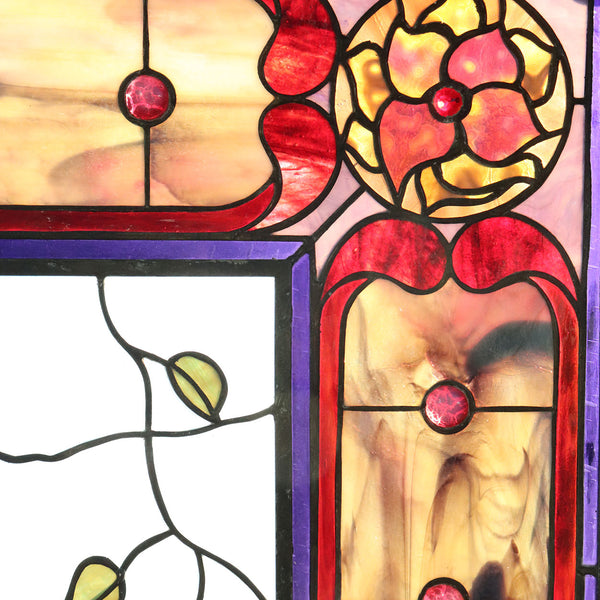 American ALEX GLASSMAN Leaded and Stained Glass Scenic Window