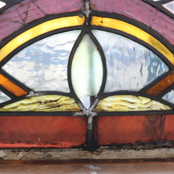 American Stained, Jeweled, Leaded and Beveled Glass Transom Window