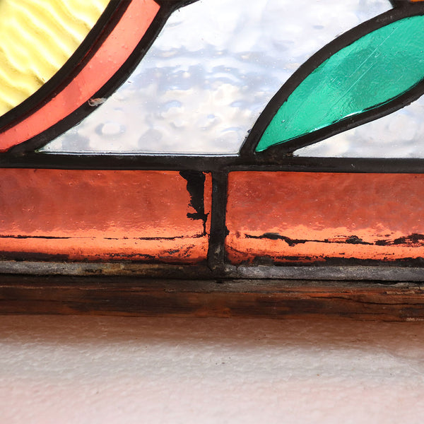 American Stained, Jeweled, Leaded and Beveled Glass Transom Window