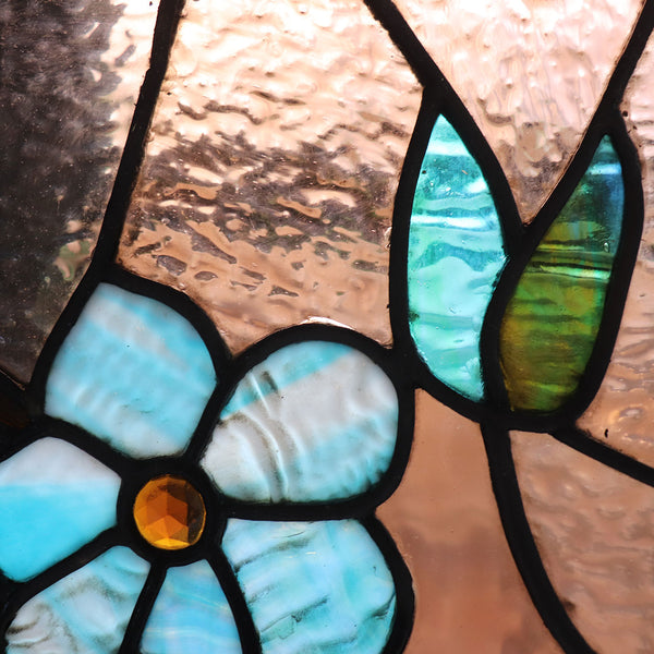 American Stained, Jeweled, Leaded and Beveled Glass Transom Window