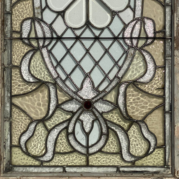 American Leaded, Stained, Jeweled and Beveled Clear Glass Window