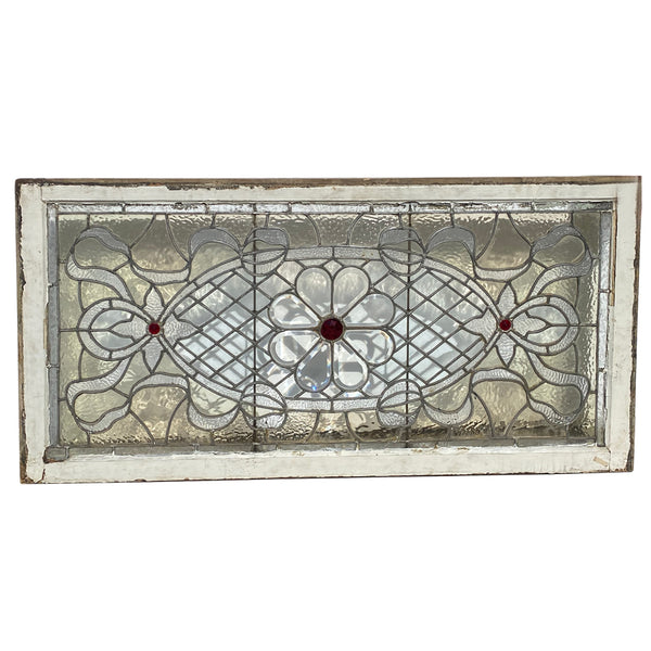 American Leaded, Stained, Jeweled and Beveled Clear Glass Window