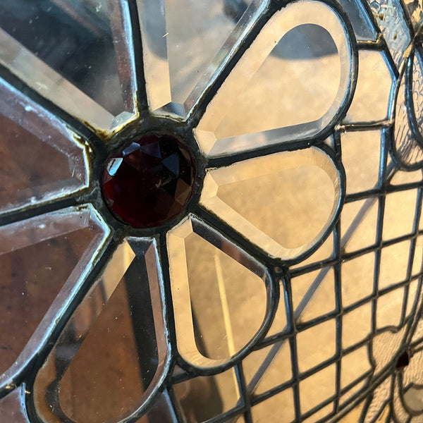 American Leaded, Stained, Jeweled and Beveled Clear Glass Window