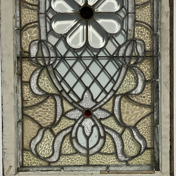 American Leaded, Stained, Jeweled and Beveled Clear Glass Window