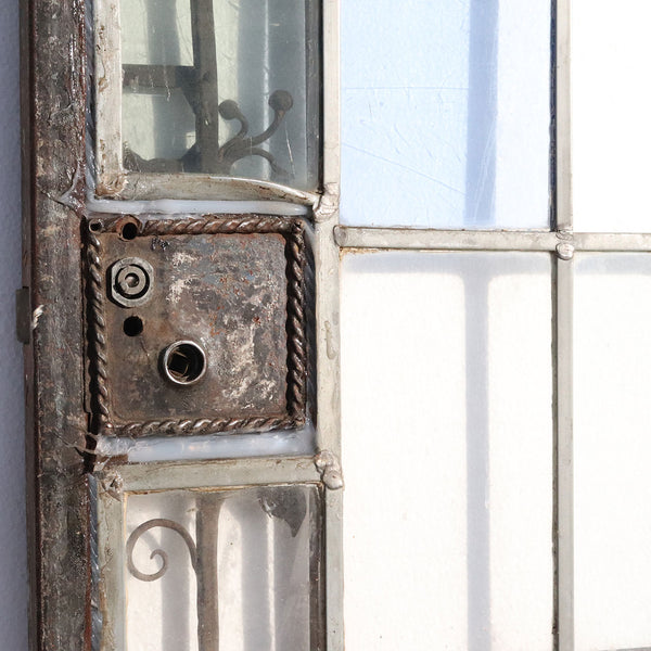 French Forged Iron, Stained and Leaded Glass Single Door