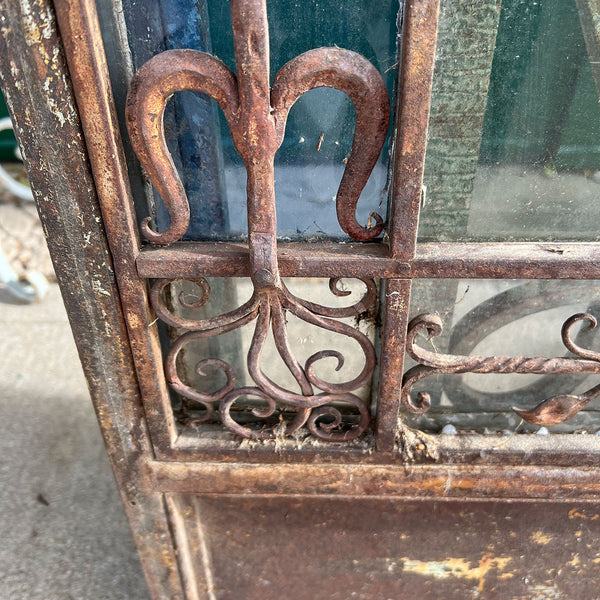 French Forged Iron, Stained and Leaded Glass Single Door