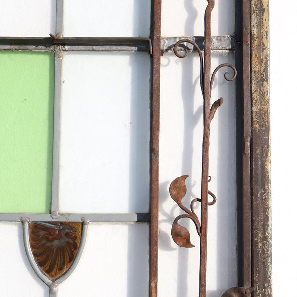 French Forged Iron, Stained and Leaded Glass Single Door