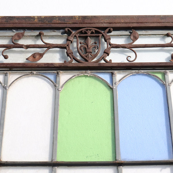 French Forged Iron, Stained and Leaded Glass Single Door