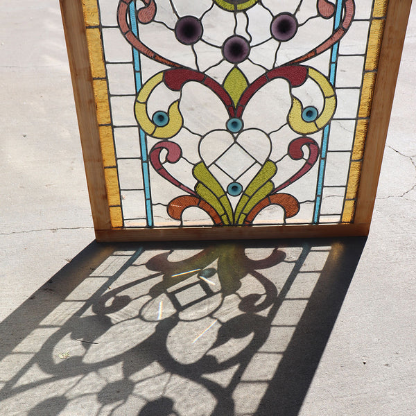 American William A. Lang Stained Glass and Beveled Arched Window
