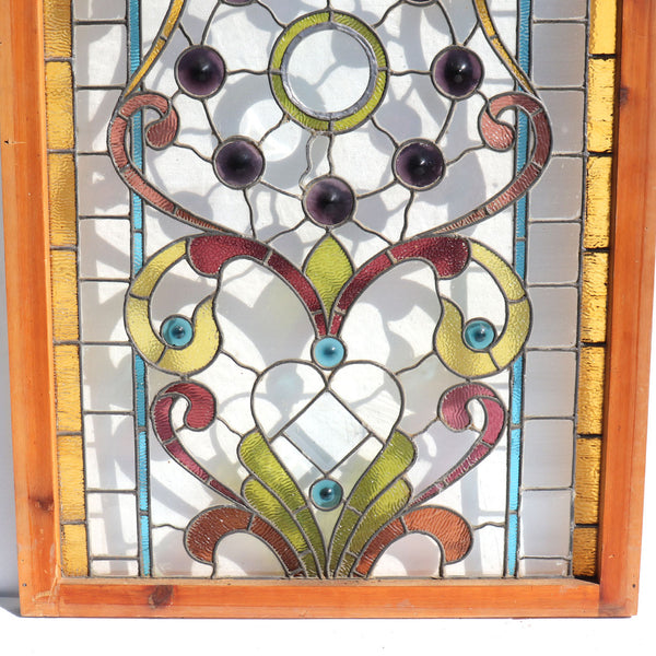 American William A. Lang Stained Glass and Beveled Arched Window