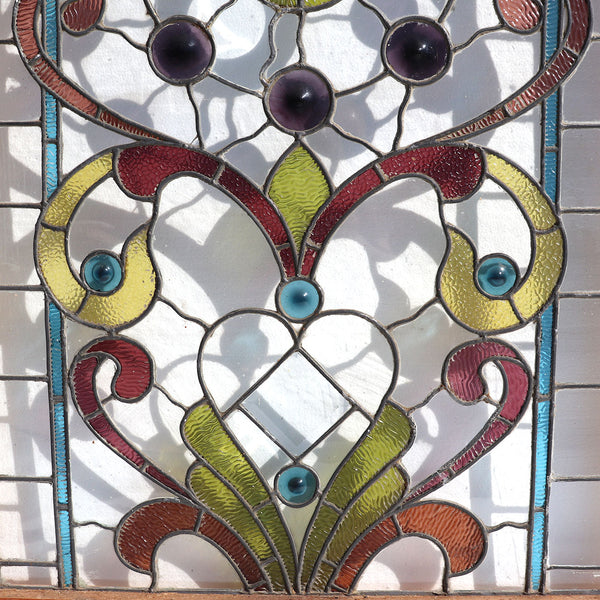 American William A. Lang Stained Glass and Beveled Arched Window