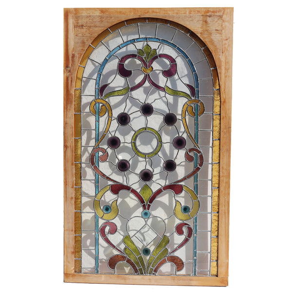 American William A. Lang Stained Glass and Beveled Arched Window