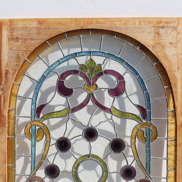 American William A. Lang Stained Glass and Beveled Arched Window