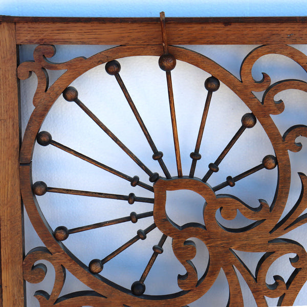American Victorian Oak Stick and Ball Architectural Door Transom Fretwork Panel