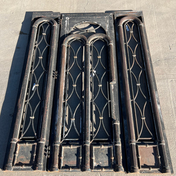 Vintage American Wrought and Cast Iron Double Door Gate Entryway with Sidelights