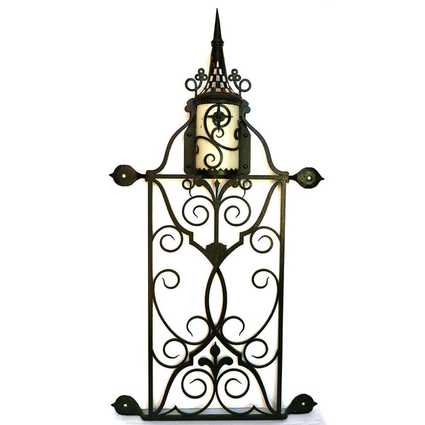 Pair of Spanish Wrought Iron Exterior Wall Lanterns Sconce Lights