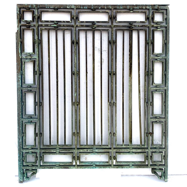 American Patinated Bronze Bank Teller Cage Grille Panel