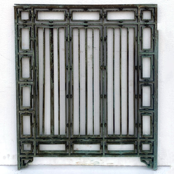 American Patinated Bronze Bank Teller Cage Grille Panel