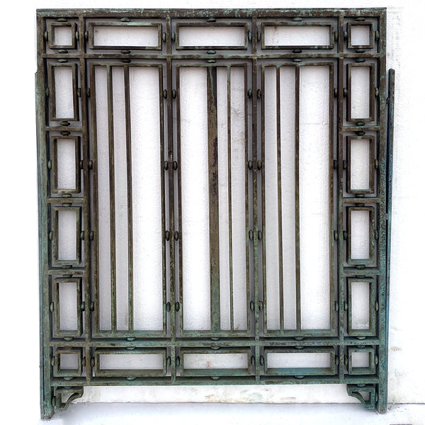 American Patinated Bronze Bank Teller Cage Grille Panel