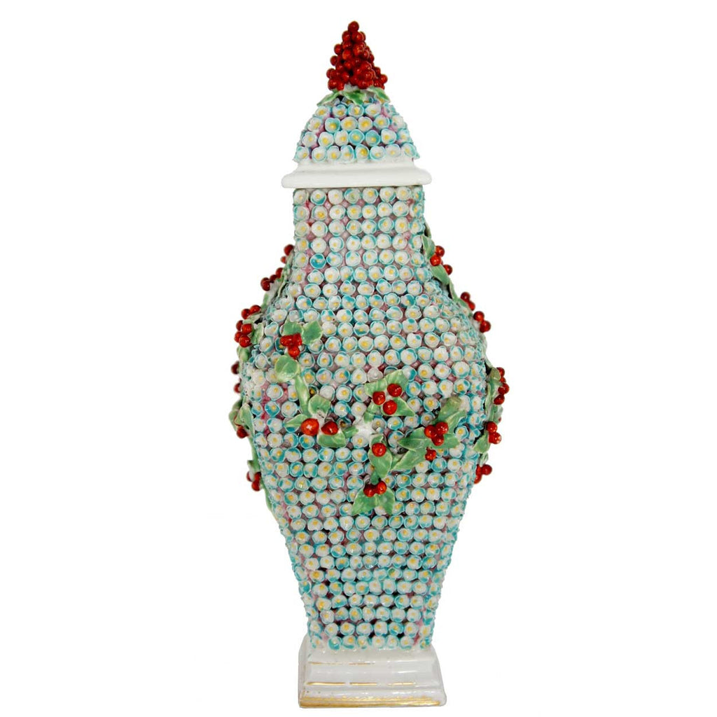 Chelsea Factory Rococco Rare English Chelsea Rococo Snowball Style Soft Paste Porcelain Covered Urn