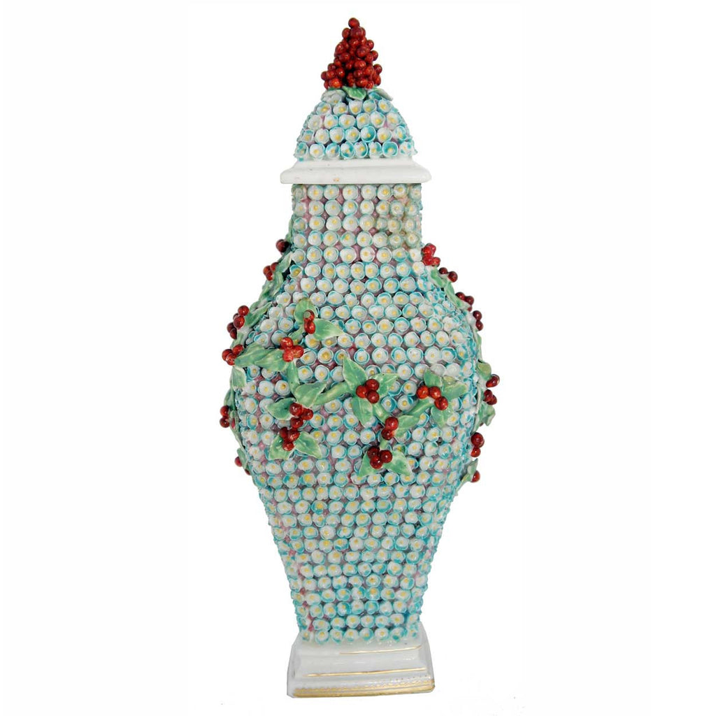 Chelsea Factory Rococco Rare English Chelsea Rococo Snowball Style Soft Paste Porcelain Covered Urn