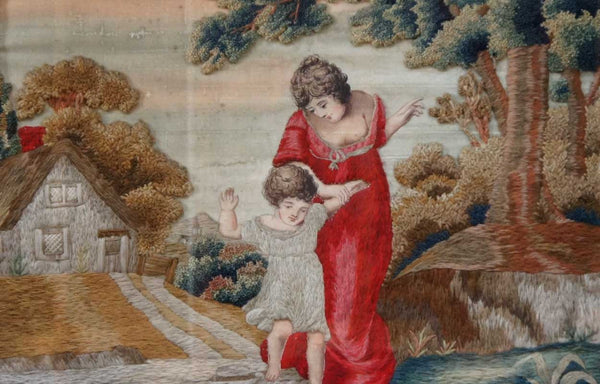 English Needlework Scene after HENRY THOMSON, Crossing the Brook