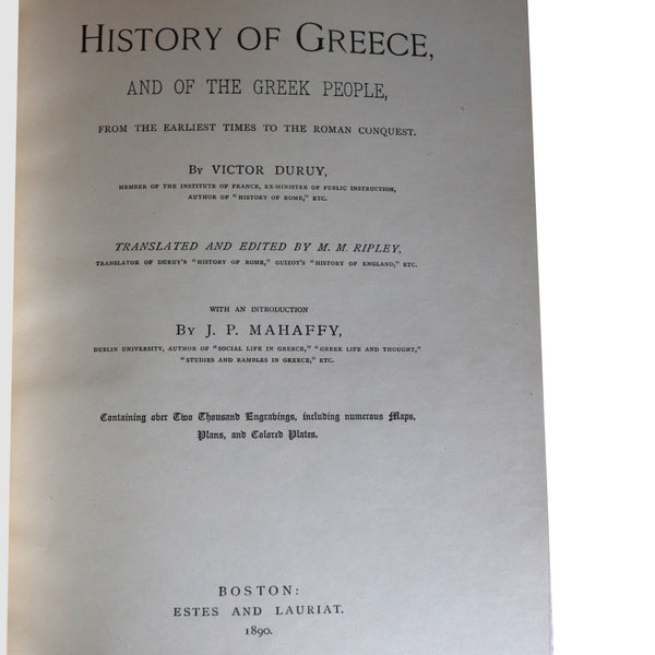 First Edition Set of Eight Leather Books: History of Greece by Victor Duruy Ex Libris Edward Dean Adams