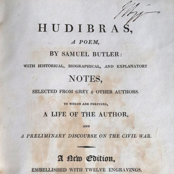 Two Volume Leather Books: Hudibras, A Poem by Samuel Butler
