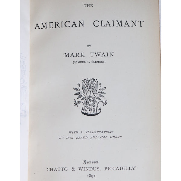 First Edition Leather Book: The American Claimant by Mark Twain
