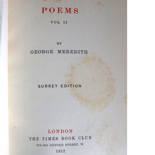 Set of Three Leather Books: Poems by George Meredith