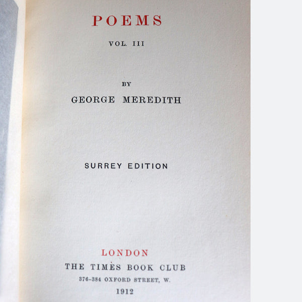 Set of Three Leather Books: Poems by George Meredith