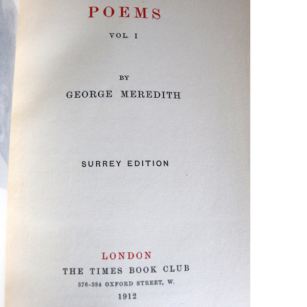 Set of Three Leather Books: Poems by George Meredith