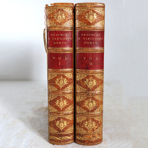 First Edition Set of Two Books: The Works of Beaumont and Fletcher by George Darley