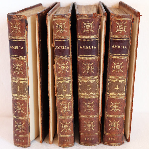 Set of Four Leather Books: Amelia by Henry Fielding Esq.
