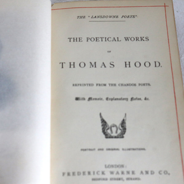 Leather Book: The Poetical Works of Thomas Hood by Thomas Hood