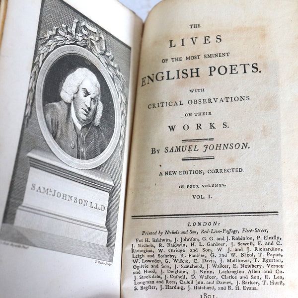 Set of Four Books: The Lives of the Most Eminent English Poets by Samuel Johnson