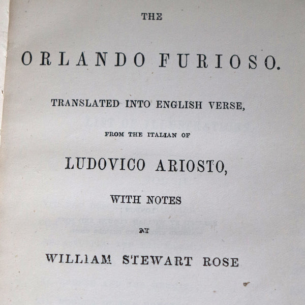 Set of Two Leather Books: The Orlando Furioso by Ludovico Ariosto