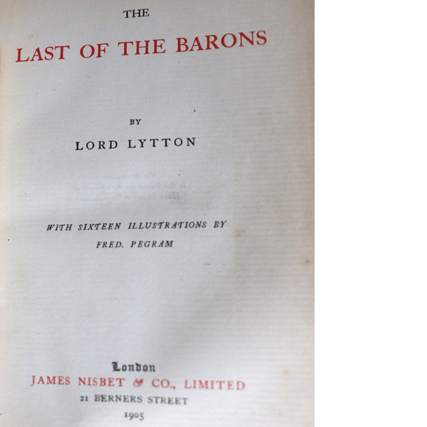 Leather Book: The Last of the Barons by Edward Bulwer-Lytton