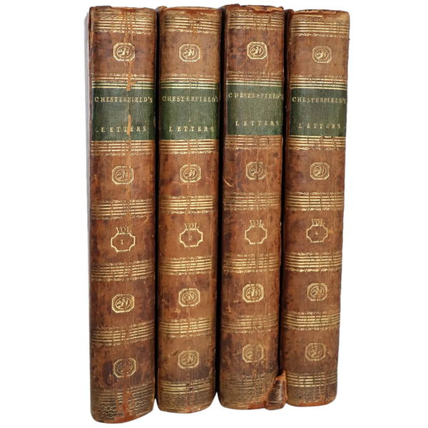 Set of Four Leather Books: Lord Chesterfield's Letters by Eugenia Stanhope