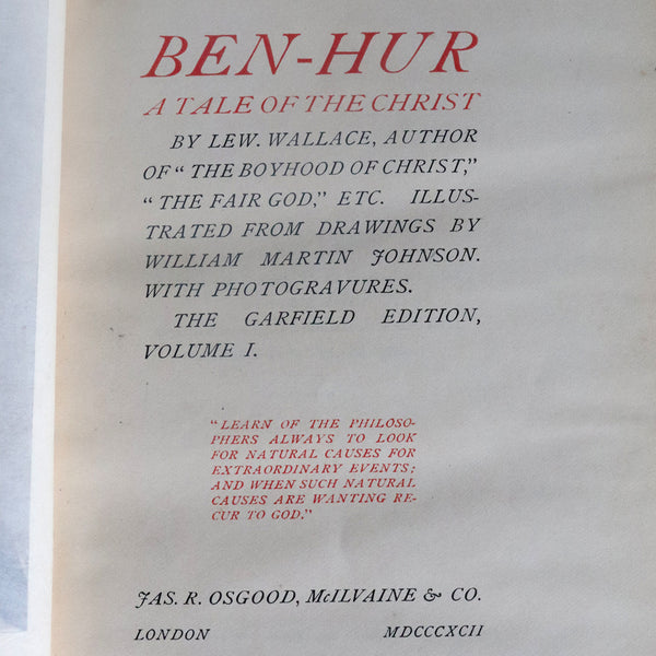 Set of Two Leather Books: Ben-Hur, A Tale of the Christ by Lewis Wallace