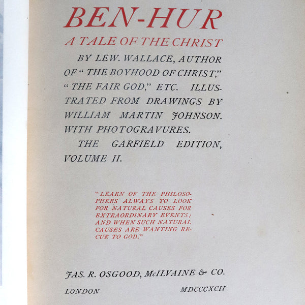 Set of Two Leather Books: Ben-Hur, A Tale of the Christ by Lewis Wallace