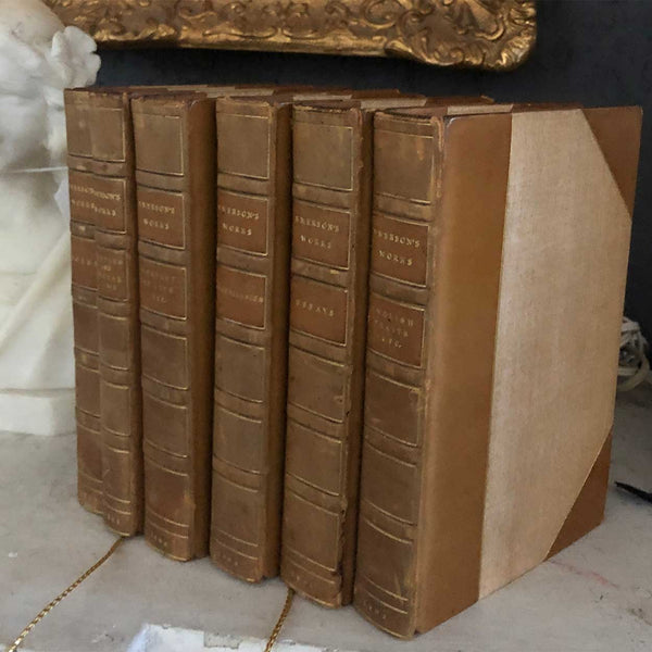 Set of Six Leather Bound Books: Emerson's Essays by Ralph Waldo Emerson