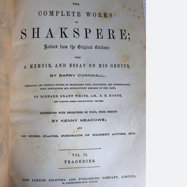 Set of Three Books: The Complete Works of William Shakespeare by Barry Cornwall