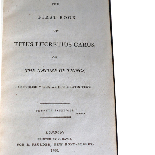 Leather Book: On the Nature of Things by Titus Lucretius Carus