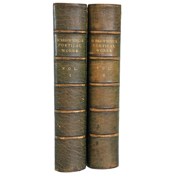 Set of Two Leather Books: The Poetical Works of Robert Browning by Robert Browning