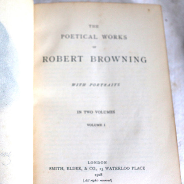 Set of Two Leather Books: The Poetical Works of Robert Browning by Robert Browning