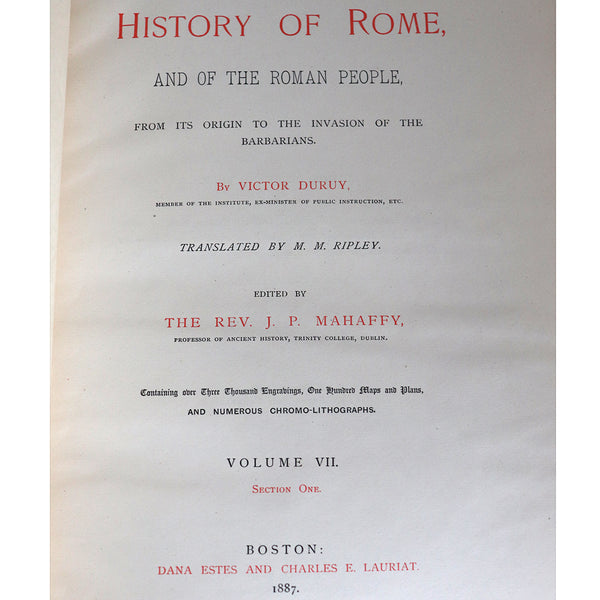 Set Two Books: History of Rome by Jean Victor Duruy Ex Libris Edward Dean Adams